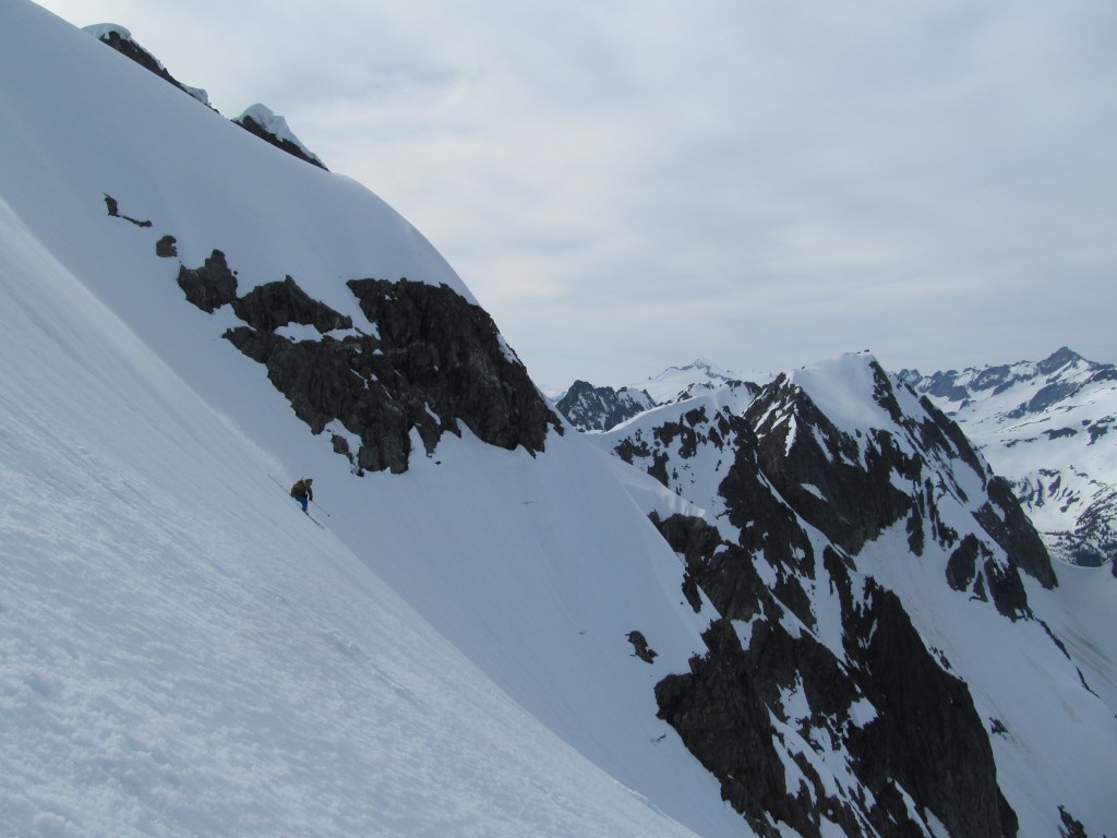 Skiing down the S Glacier on the Magic S Loop