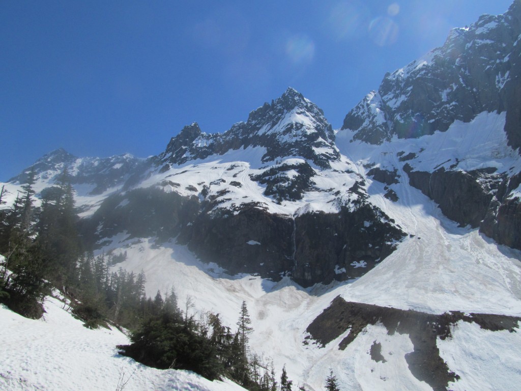 Looking up at the CJ Couloir