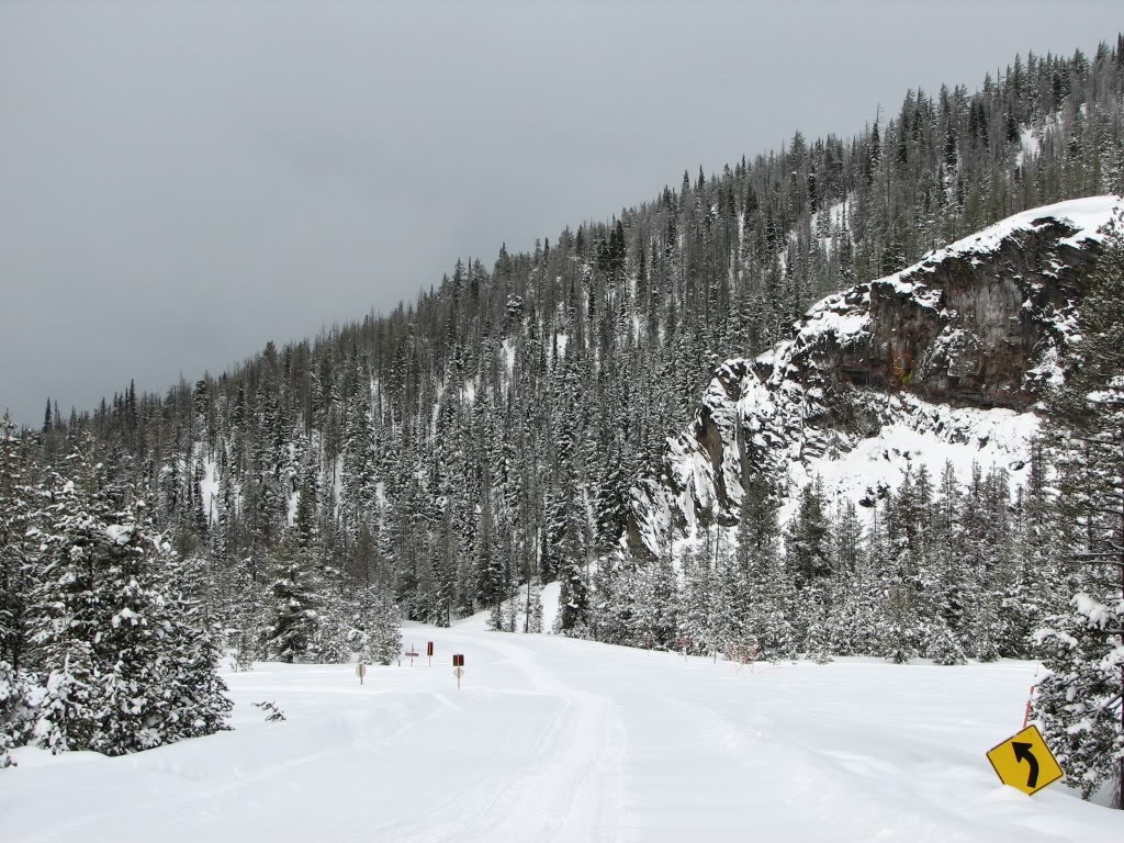 Snow covered road on the way to Mount Bailey