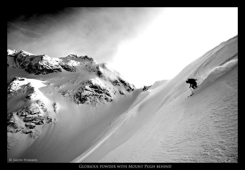 skiing down to the Straight Glacier on Mount Pugh near the Mountain Loop Highway