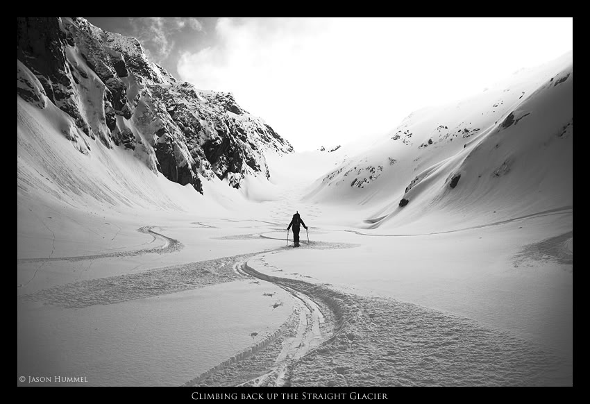 Climbing back up the Straight Glacier off of Mount Pugh