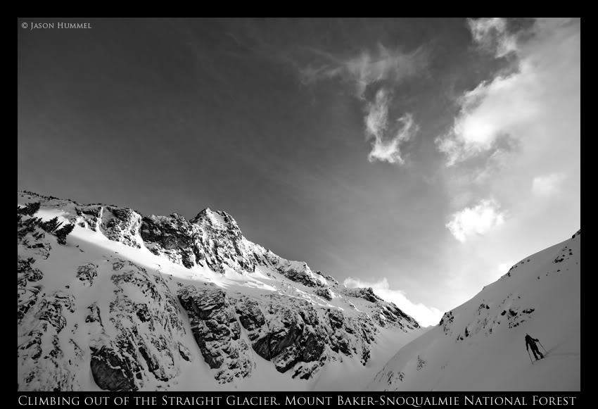 Touring back up with Mount Pugh in the background in the North Cascades