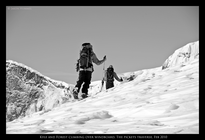 Ski touring towards McMillan Col