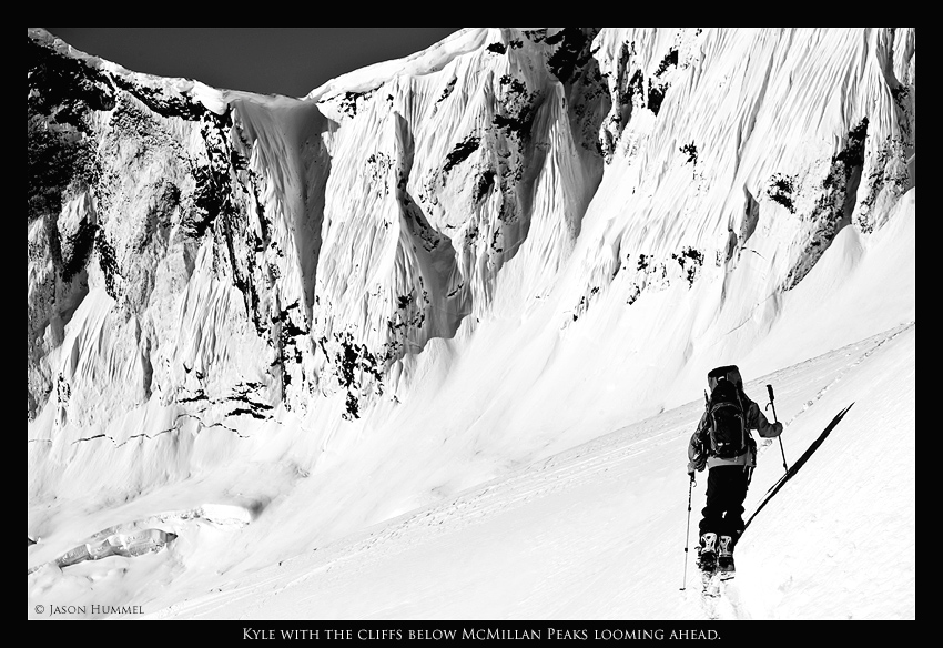 Ski touring up to McMillan Col in the Picket Range