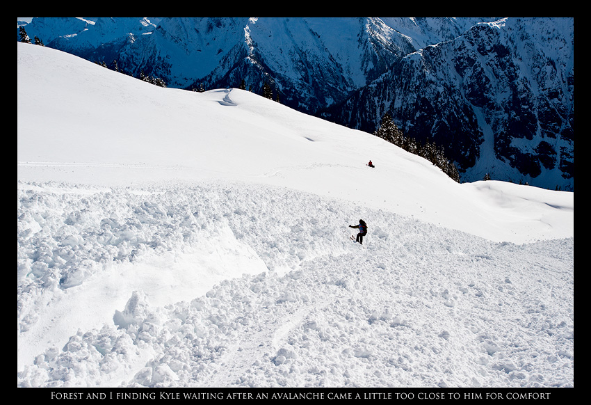 Hanging out below the avalanche debris on Elephant Butte in the Picket Range