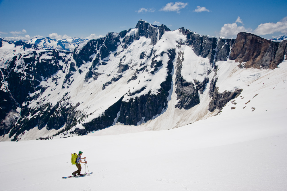 ski touring up to McMillan col