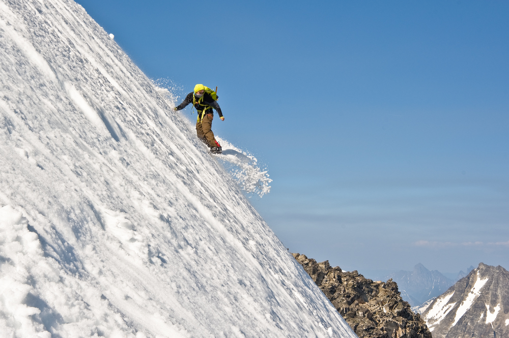 Snowboarding the south face of Fury Mountain