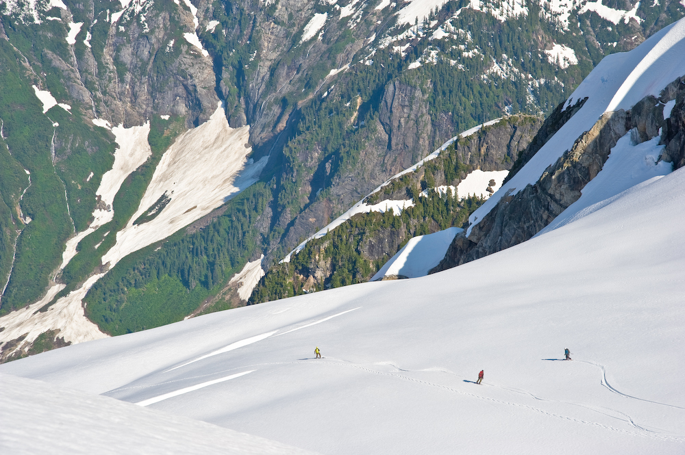 the group snowboarding in the Southern Picket Range