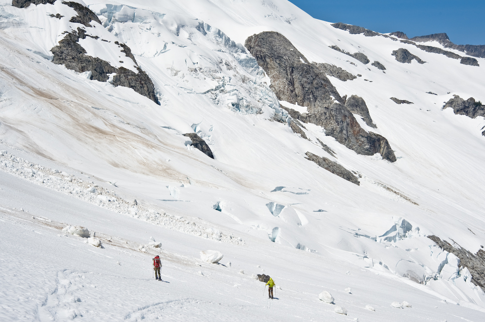 Ski traversing towards Mount Challenger