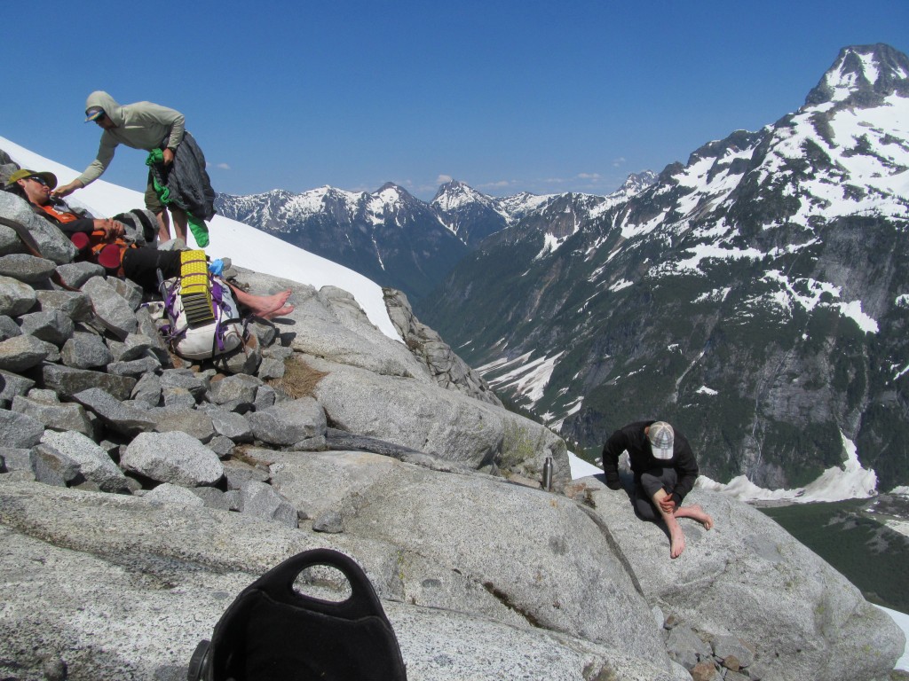 A moment of Rest before climbing the upper slopes