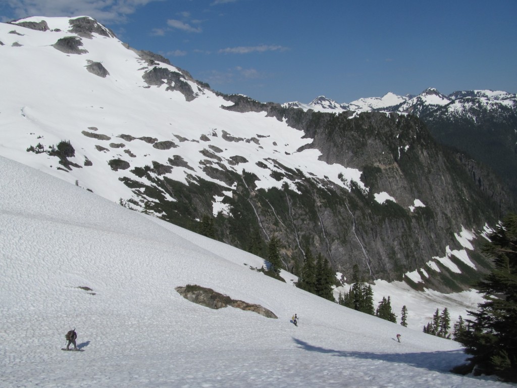 Snowboarding down to Easy Creek