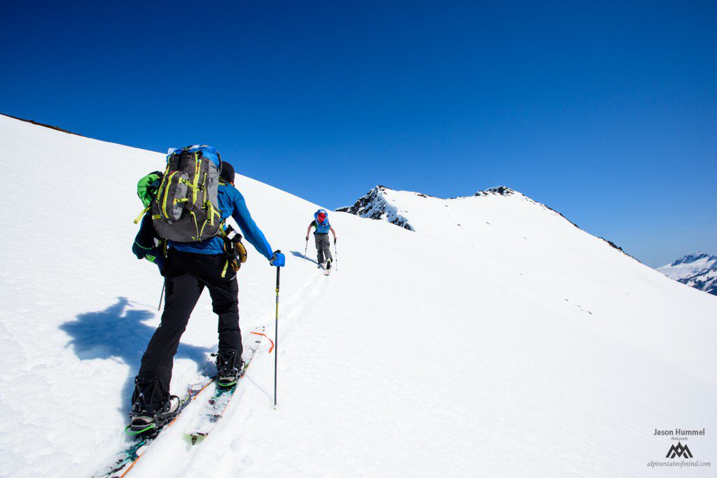 ski touring to the summit of Indian Head Peak