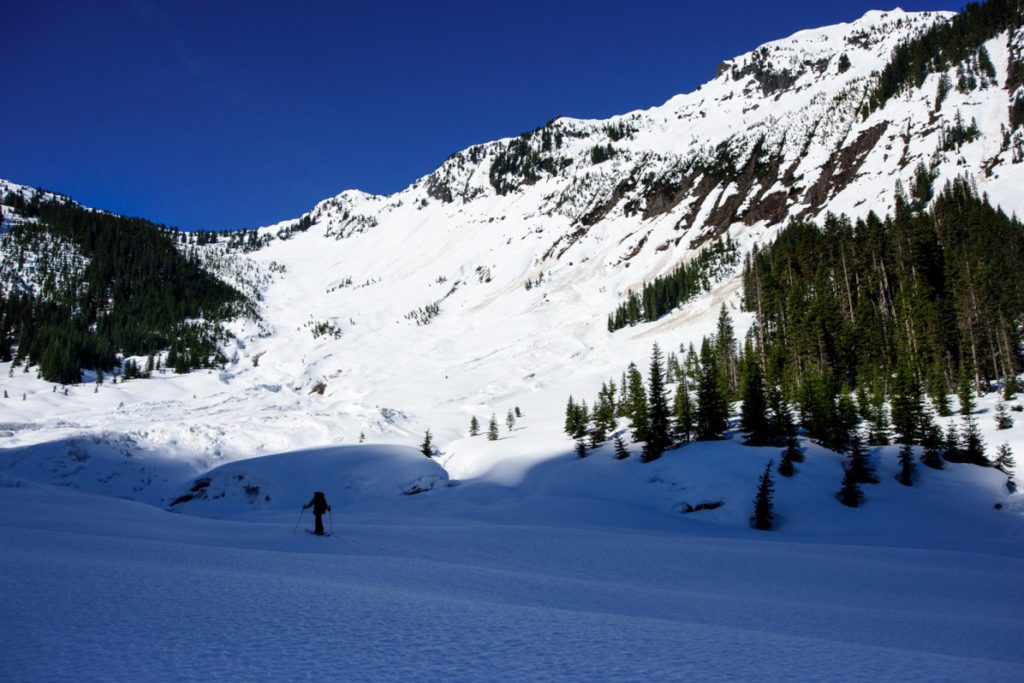 Ski touring with Longfellow in the background