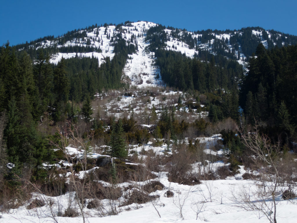 Our lines down Poet Mountain west face on our trip from Sauk River to Highway 2