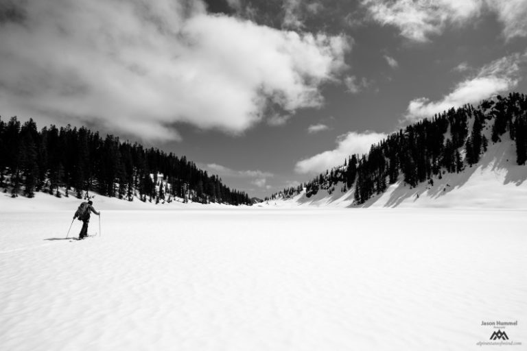 skinning across Pear Lake