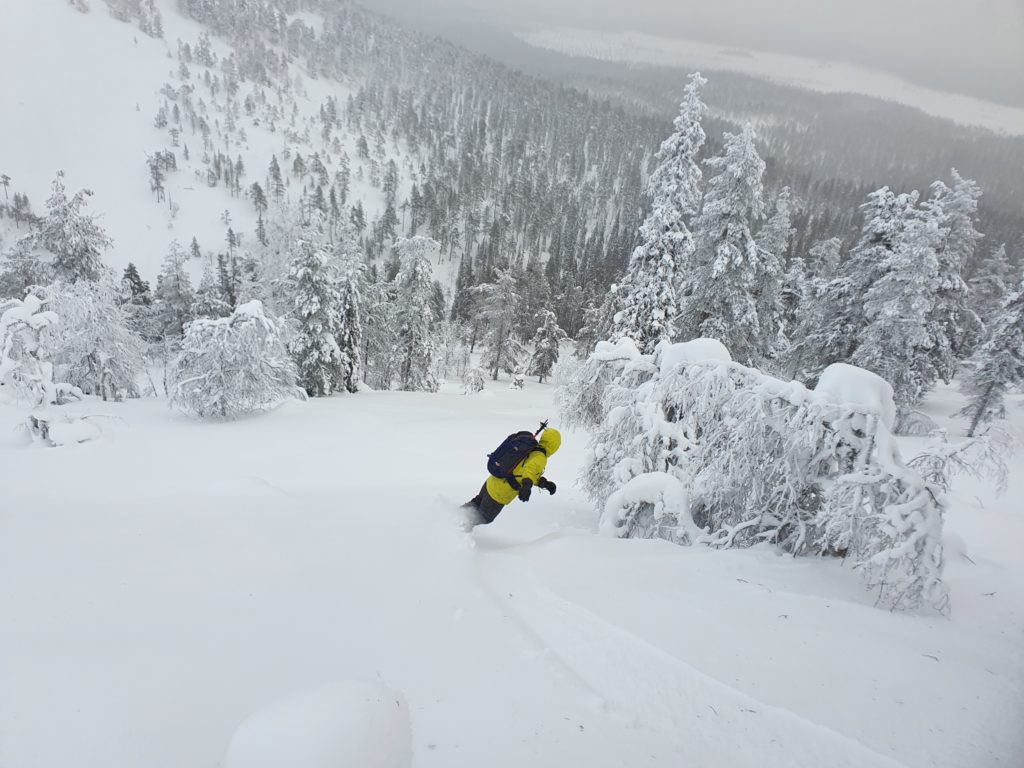 Enjoying great terrain and snow