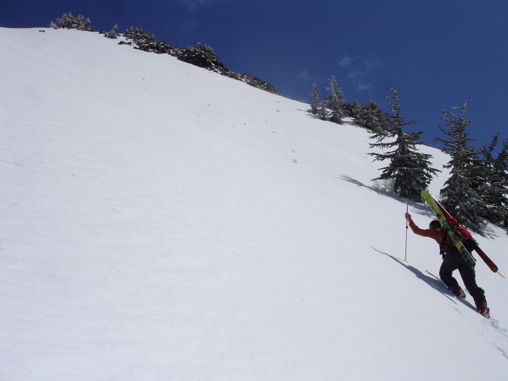 Jason Climbing up Red Peak in Commonwealth Basin
