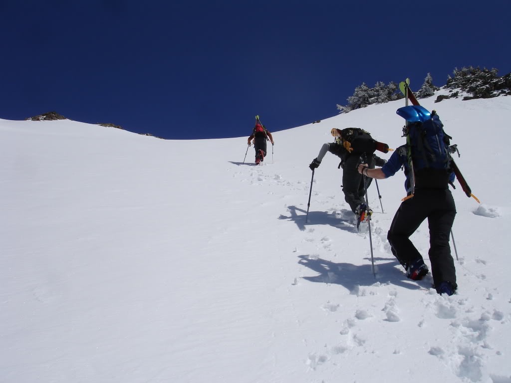 Jason, Amar and Christy climbing Red Peak in Commonwealth Basin