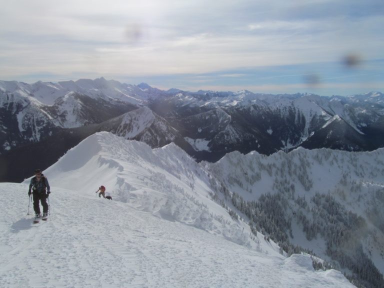 Skinning to the top of Rock Mountain on the Rock, Howard Mastiff Traverse