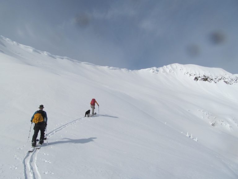 Ski touring out to our second run on the Rock, Howard Mastiff Traverse