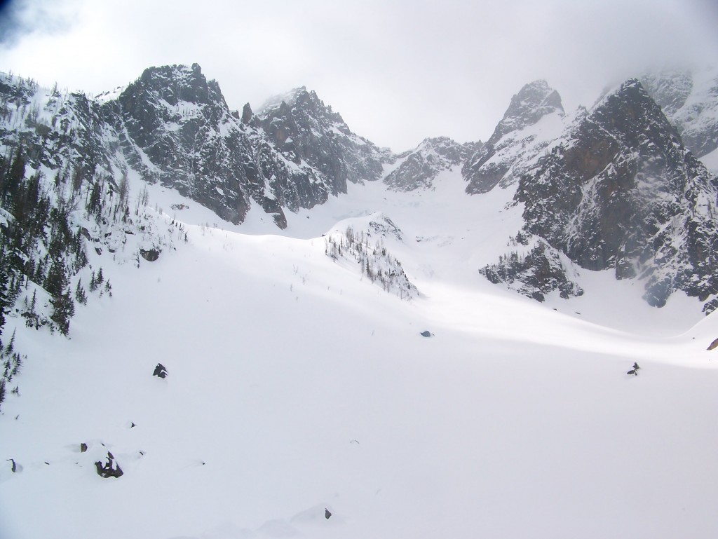 Looking up at the Sherpa Glacier on Mount Stuart via the North side