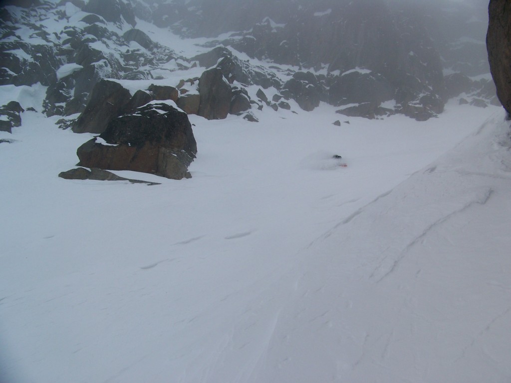 Finding great snow in the couloir