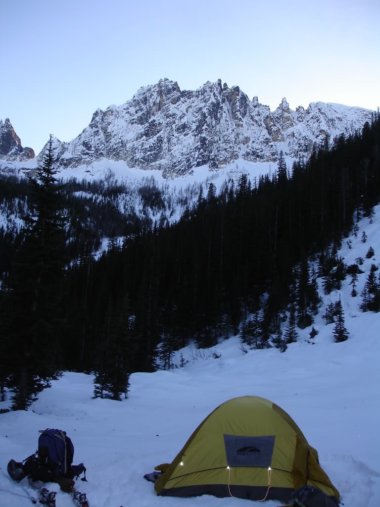 We built our Base camp in the lower basin with a perfect view of Silver Star Mountain