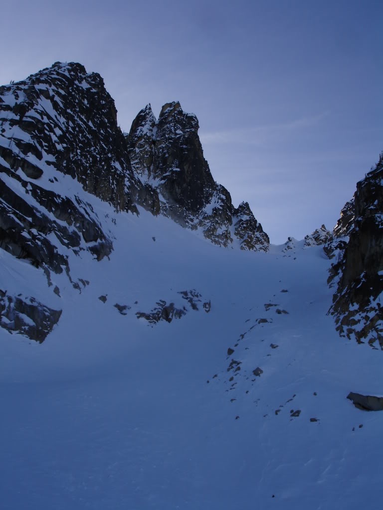 When we finally made it to the Basin which leads up to the col It was wind scoured and had rocks exposed it was going to be a pain on Silver Star Mountain