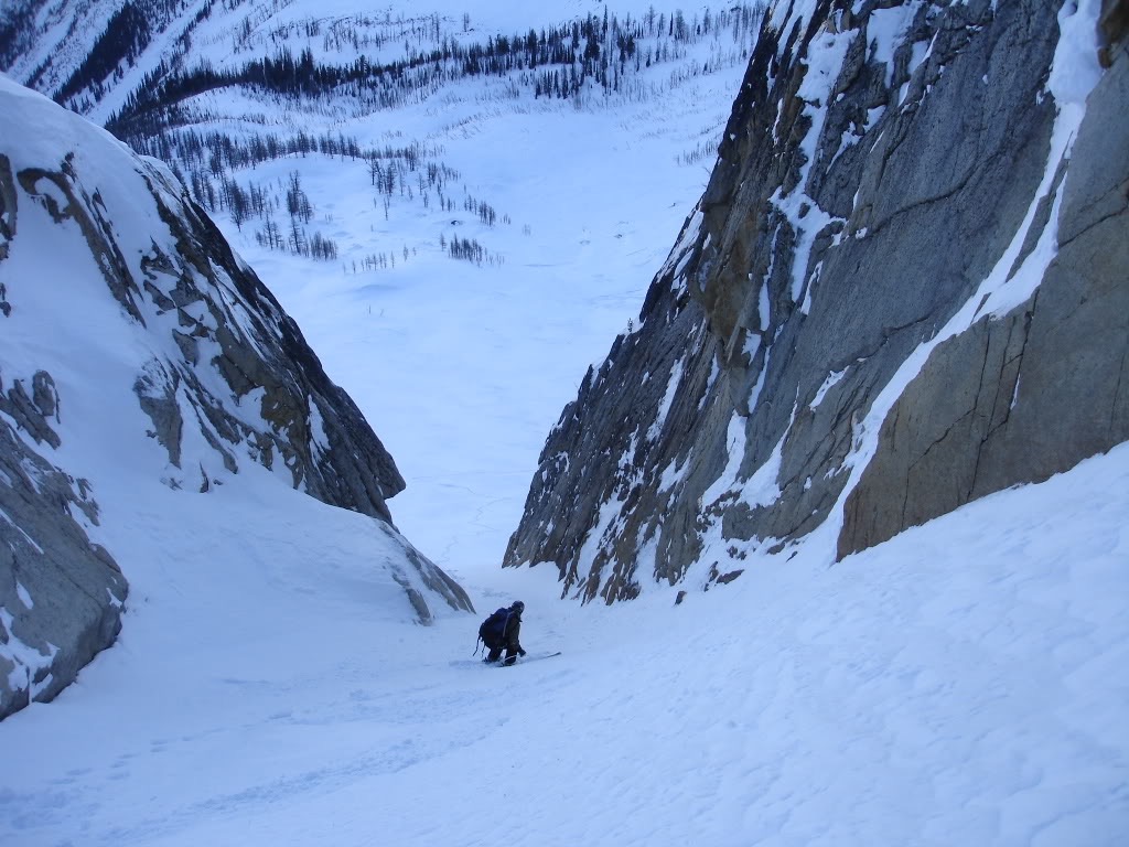 Dan went down the Wind packed Pow first