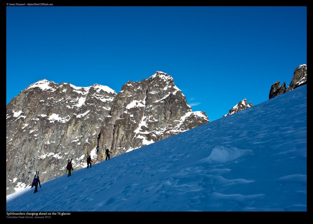 Traversing the 76 Glacier in the Monte Cristo Range