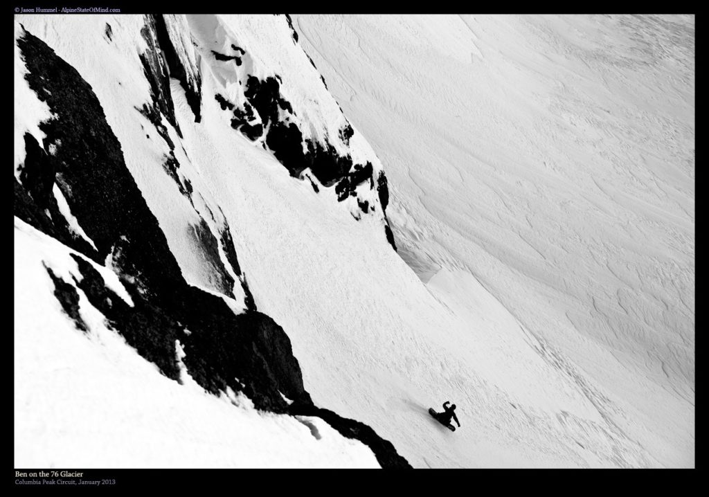 Ben snowboarding in the Monte Cristo Range