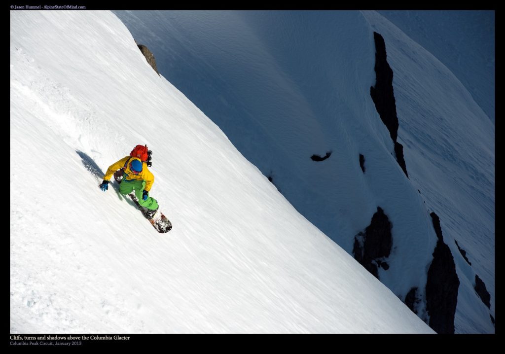 Riding between Shadow to the Columbia Glacier in the Monte Cristo Range