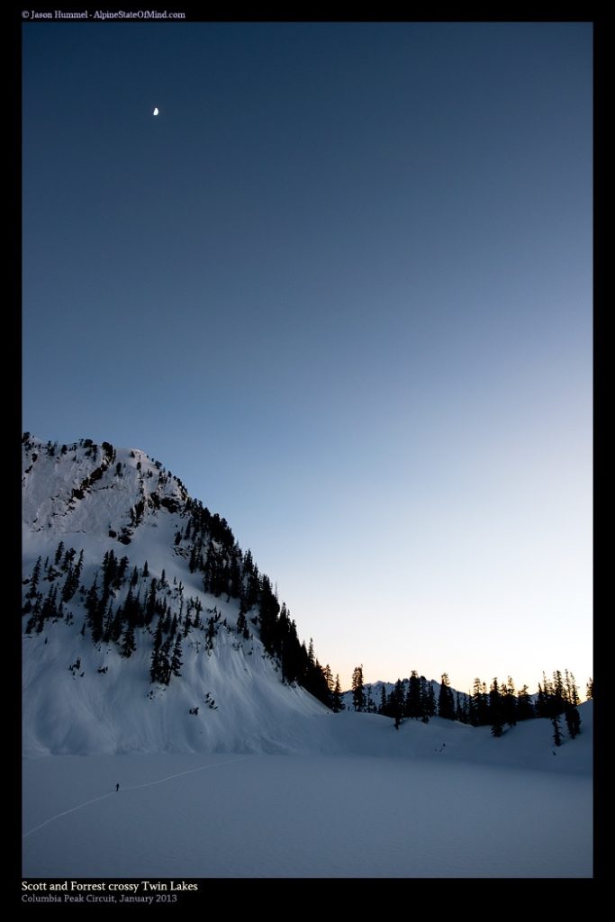 Making it to Twin Lakes just before sunset in the Monte Cristo Range