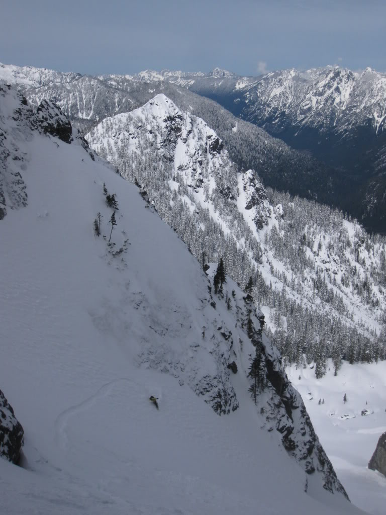 Finding powder in the Slot Couloir on Snoqualmie Mountain