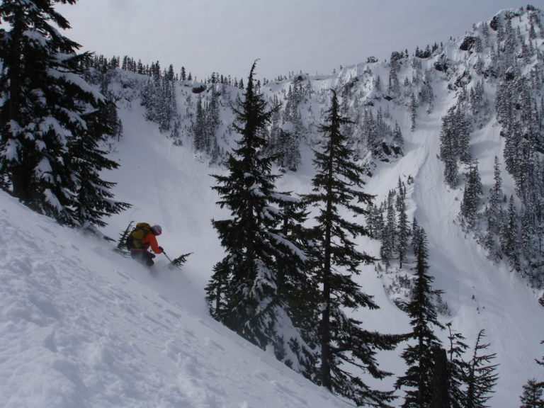 Exiting the Slot Couloir