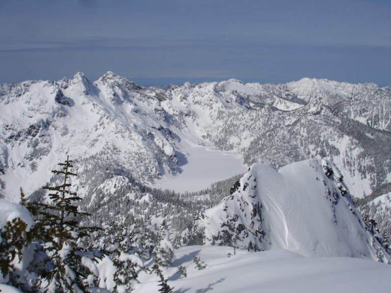 Looking towards Snow lake with the Olympics in the distance