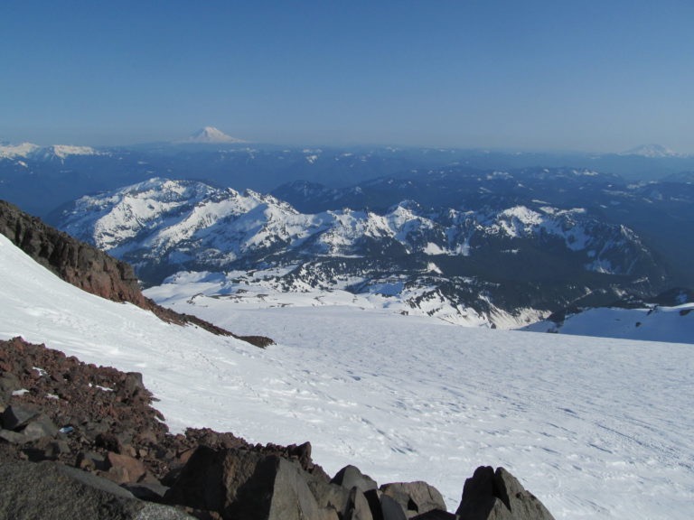 Solo skin up to Camp Muir for the night before riding the Fuhrer Finger