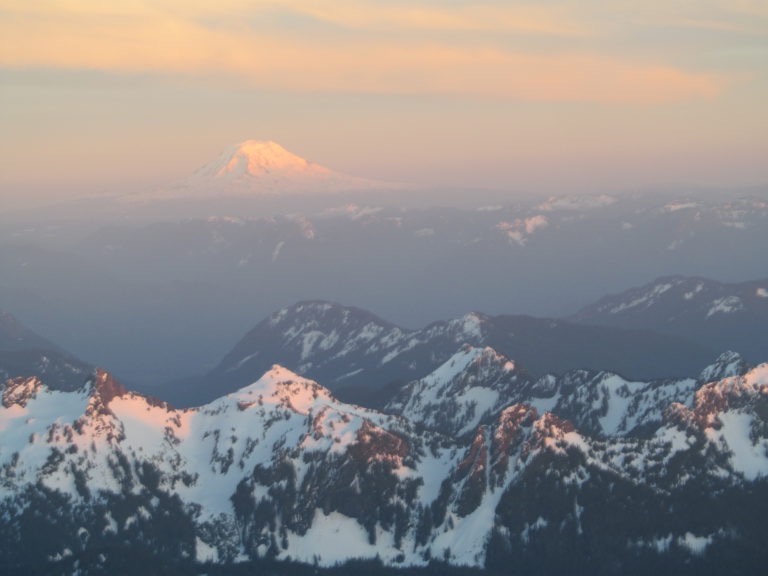 Sunset alpenglow on Mount Adams