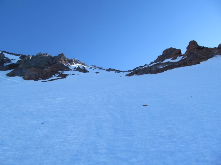 Climbing up the Success Glacier Couloir in the morning