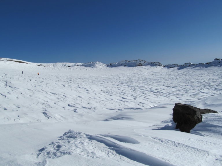 The summit crater of Mount Rainier before riding the Fuhrer Finger