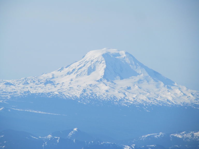 Looking at Mount Adams from the summit of Mount Rainier