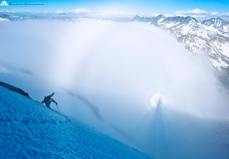 Climbing the final summit pitch of Fortress Mountain near Trinity during the Suiattle Traverse