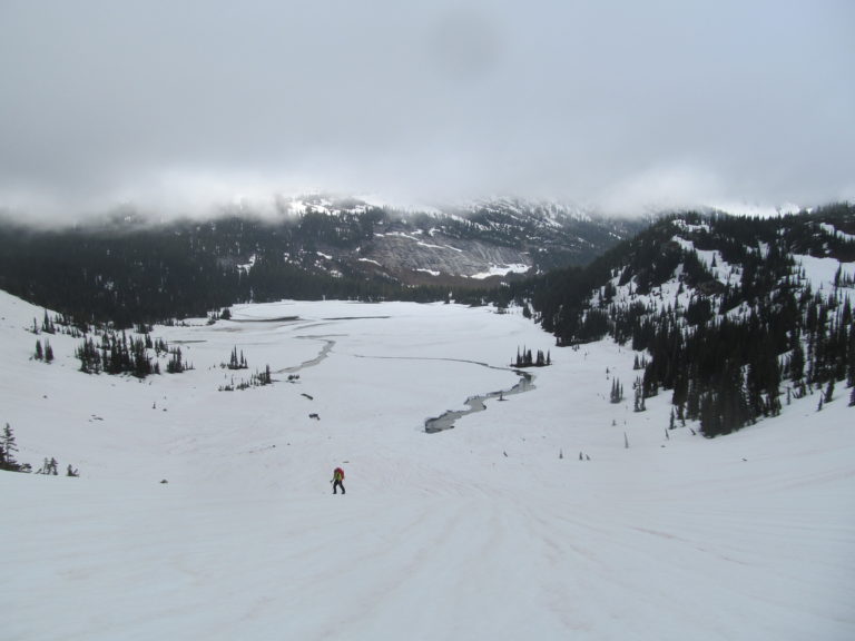Ski touring above Lyman Lake from Holden Village to start the Suiattle Traverse