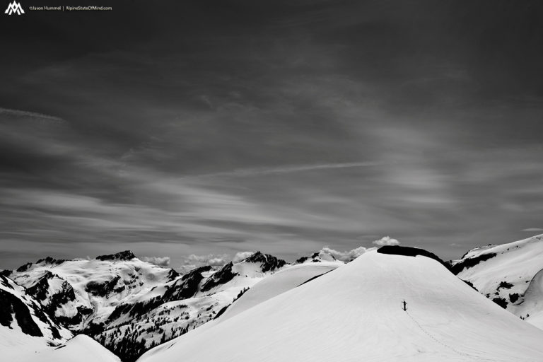 About ready to drop into the Napeequa valley on the Suiattle Traverse