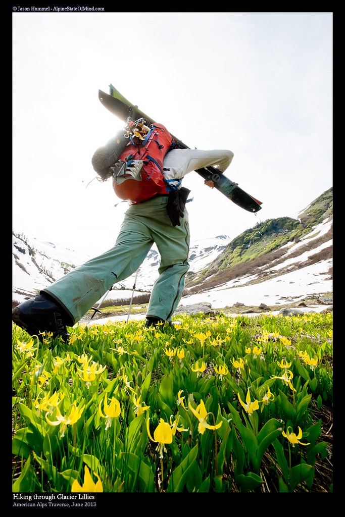 Hiking up the Napeequa River valley out of the Dakobed Range during the Suiattle Traverse