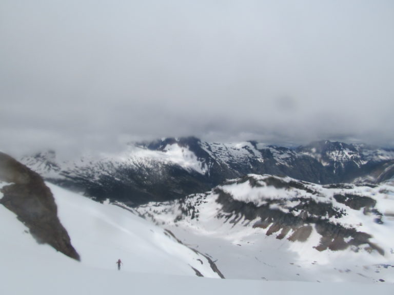 Climbing towards Chiwawa Mountain while heading above Lyman Lake on the the Suiattle Traverse