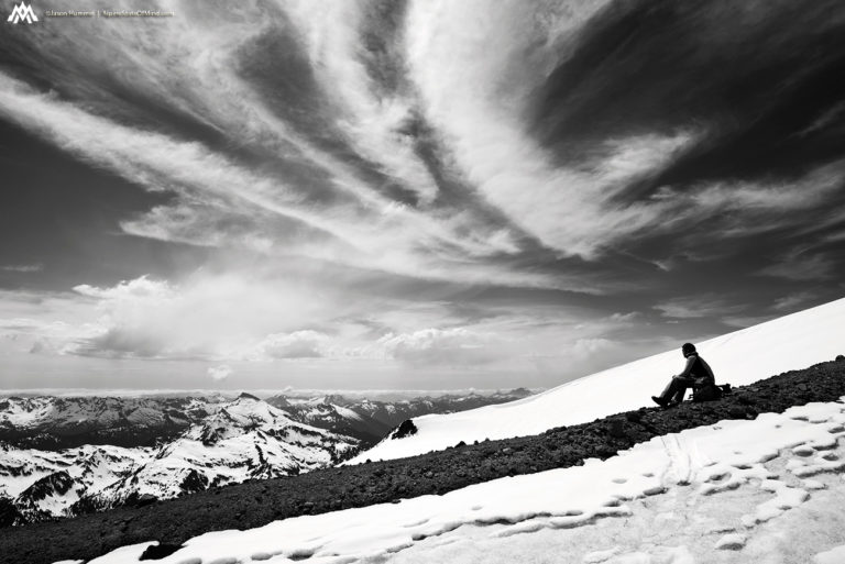 A moment of rest before summiting Glacier Peak