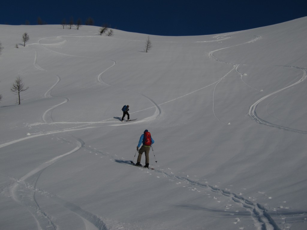 Ski touring back to camp from Tenpeak Mountain