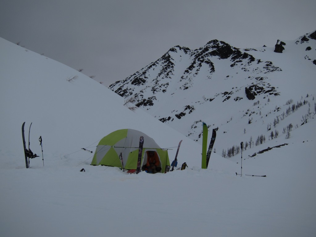 Waking up to a stormy day at the base of Tenpeak Mountain near the Dakobed Range