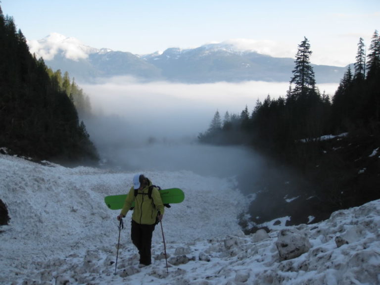 Hiking through the massive debris pile on Whitehorse Mountain